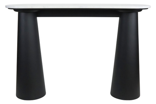 Waris White Marble Top and Black Mango Wood Console Table