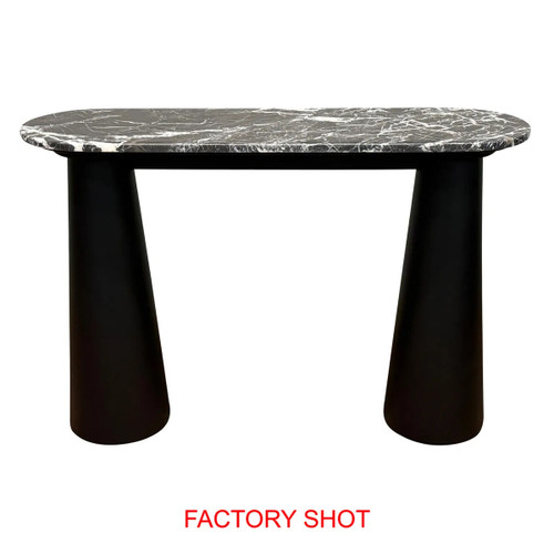 Waris Black and White Marble Top Console Table with Mango Wood Frame