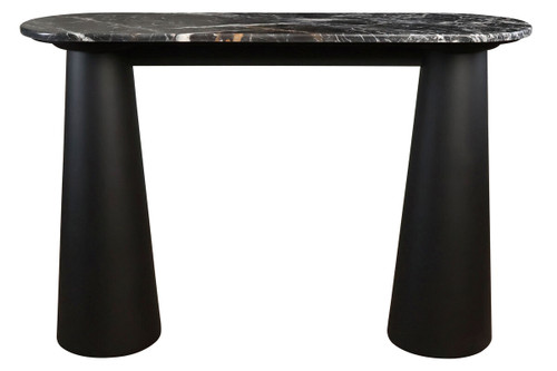 Waris Black and White Marble Top Console Table with Mango Wood Legs