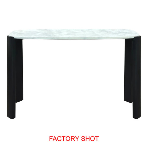 Palermo White Marble Top and Black Acacia Wood Console Table