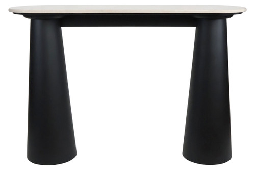 Waris Cream Marble Top and Black Mango Wood Console Table