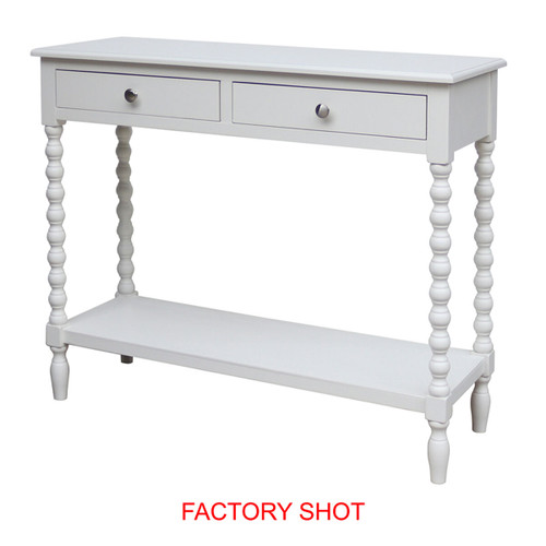 Heritage Ivory Wood Two Drawer Bobble Detail Console Table