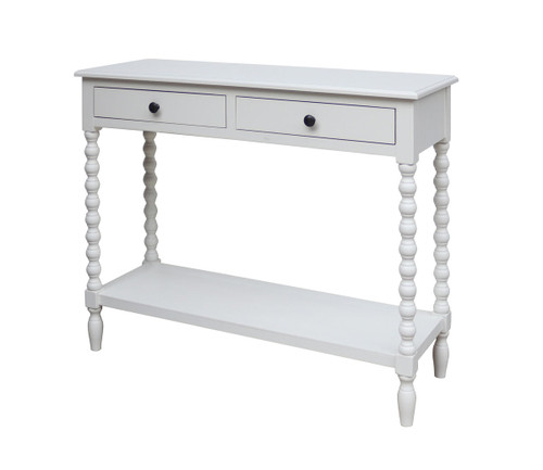 Heritage Two Drawer Bobble Detail Ivory Wooden Console Table