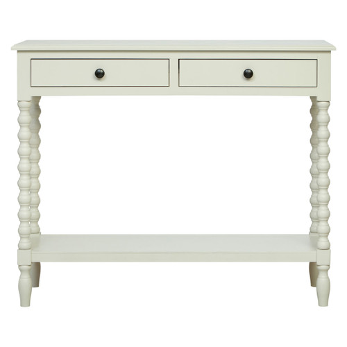 Heritage Two Drawer Bobble Detail Ivory Wooden Console Table