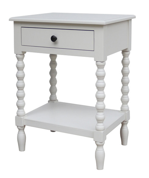 Heritage One Drawer Bobble Detail Ivory Wooden Bedside Table