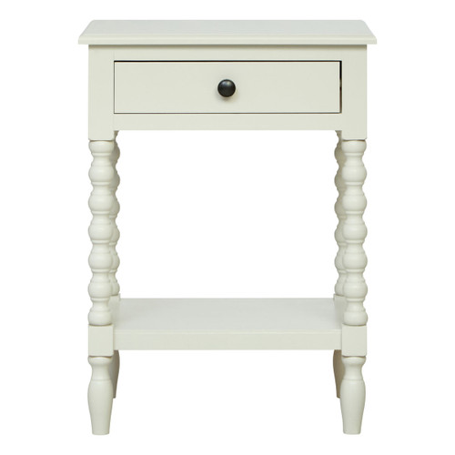 Heritage One Drawer Bobble Detail Ivory Wooden Bedside Table