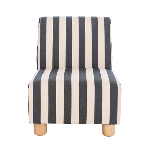 Parlan Black and White Stripe Armless Chair with Wood Feet