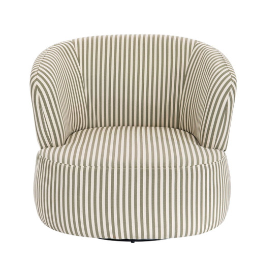 Parsac Olive Green and White Stripe Swivel Lounge Chair