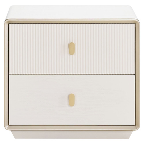 Dorsino Ivory Wood Veneer Two Drawer Bedside Table