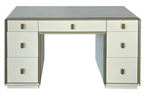 Dorsino Ivory Wood Veneer Seven Drawer Dressing Table