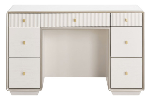 Dorsino Ivory Wood Veneer Seven Drawer Dressing Table