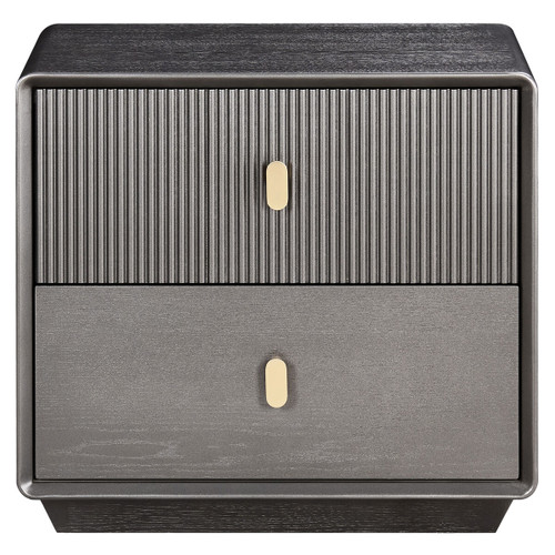 Dorsino Brown Grey Wood Veneer Two Drawer Bedside Table