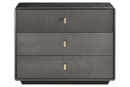 Dorsino Brown Grey Wood Veneer Three Drawer Chest