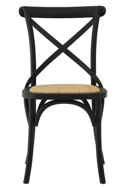 Lyon Black Oak Wood and Rattan Dining Chair