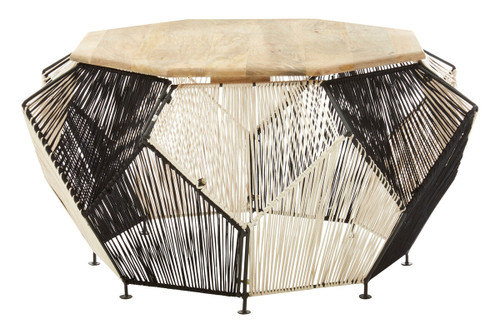 Fusion Black And Silver Woven Hexagon Coffee Table