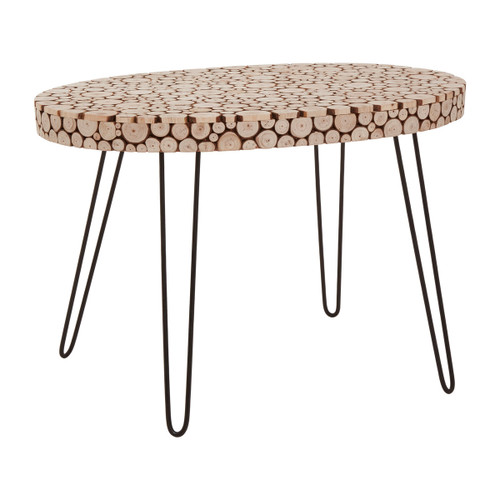Lacuna Fir Wood Disc Mosaic Oval Coffee Table