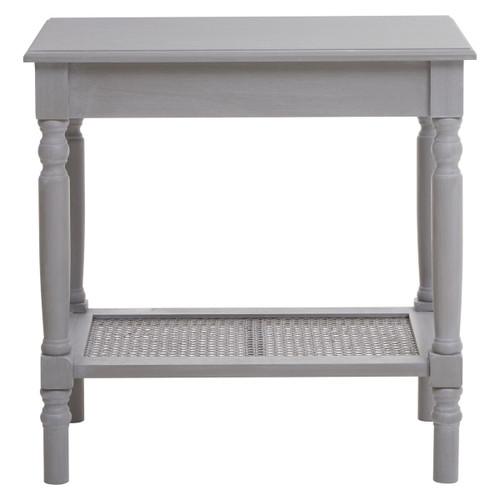 Heritage Grey Wash Wooden Side Table with Lower Shelf