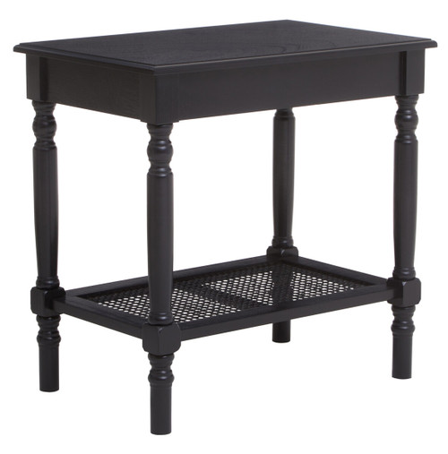 Heritage Black Wooden Side Table with Lower Shelf