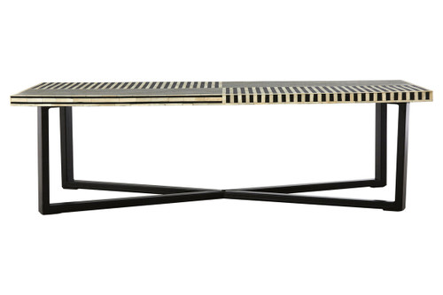 Boho Black and White Bone Inlay Coffee Table
