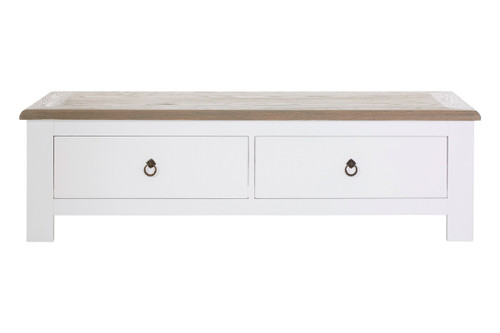 Hampstead White and Oak Wood Coffee Table with Drawers
