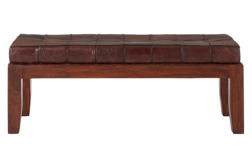 Inca Antique Brown Leather Bench