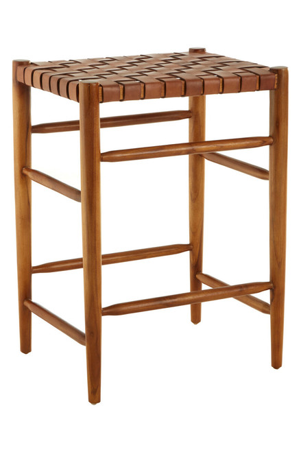 Kendari Brown Woven Leather Barstool