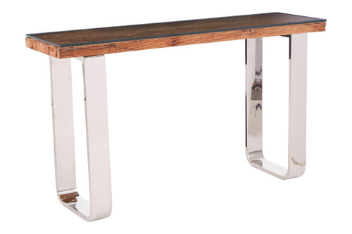 Kerala Recycled Natural Wood Console Table with Curved Legs