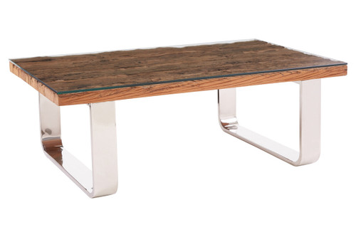 Kerala Recycled Natural Wood Coffee Table with Curved Legs
