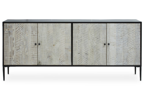 Luxor Grey Wash Recycled Pine Wood 4 Door Sideboard