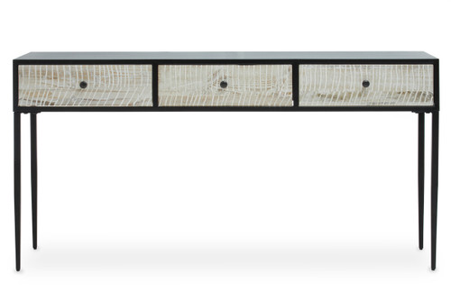 Luxor Grey Wash Recycled Pine Wood Console Table with Drawers