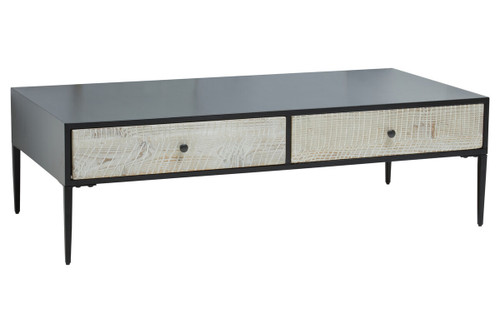 Luxor Grey Wash Recycled Pine Wood Coffee Table with Drawers