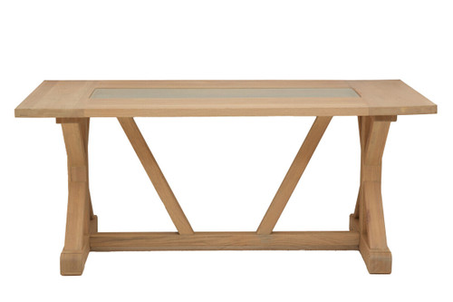 Lyon Washed Grey Oak Wood and Glass Dining Table