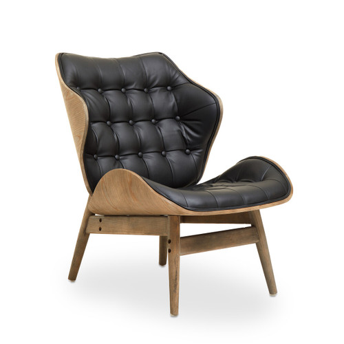 Vinsi Black Leather Effect Chair With Button Detail
