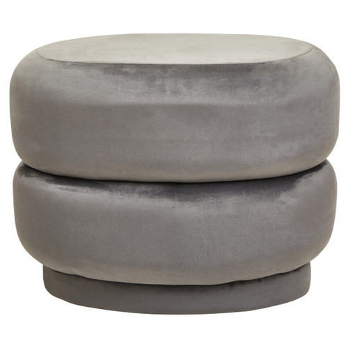 Hartford Grey Velvet Oval Pouffe