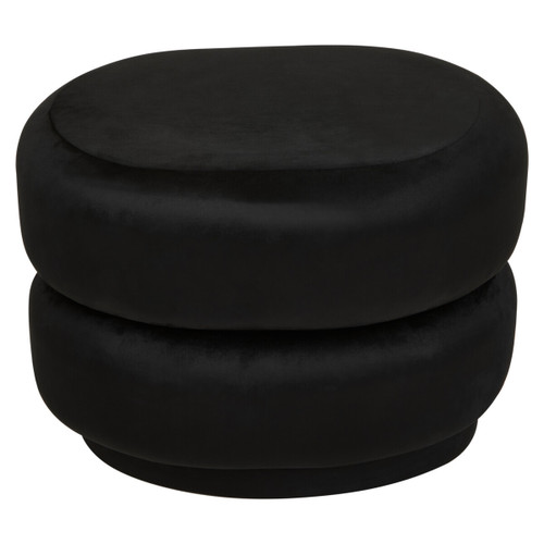 Hartford Black Velvet Oval Pouffe