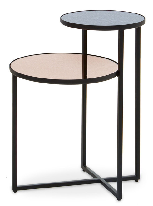 Cercle Smoked Mirror 2 Tier Side Table
