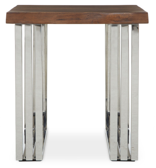 Hampstead Acacia Wood Side Table with Silver Legs