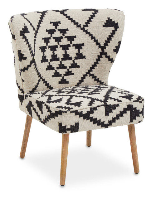 Cefena White and Black Berber Style Mango Wood Chair