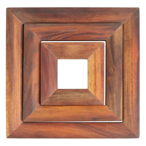Pazel Acacia Wood 3 Piece Square Trivet Set