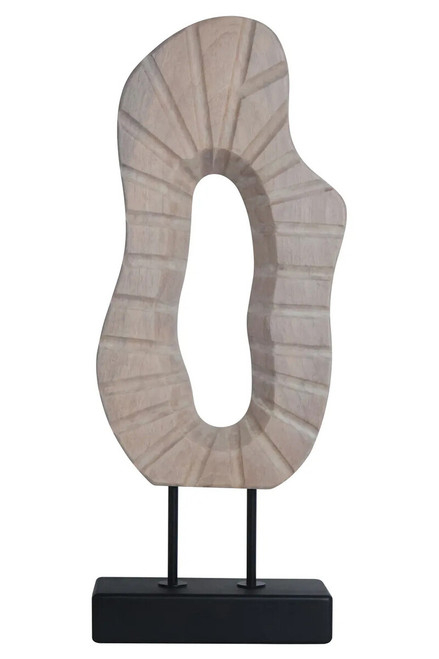 Westo Whitewash Carved Mango Wood Sculpture with Black Base
