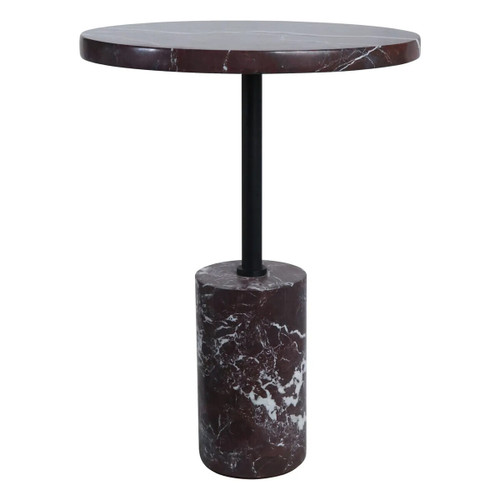 Merida Red Marble Top and Base Round Side Table