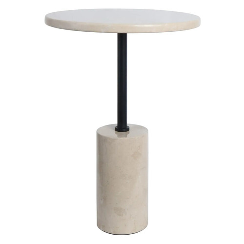 Merida Cream Marble Top and Base Round Side Table