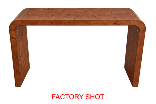 Mota Walnut Finish Burl Wood Design Curved Console Table