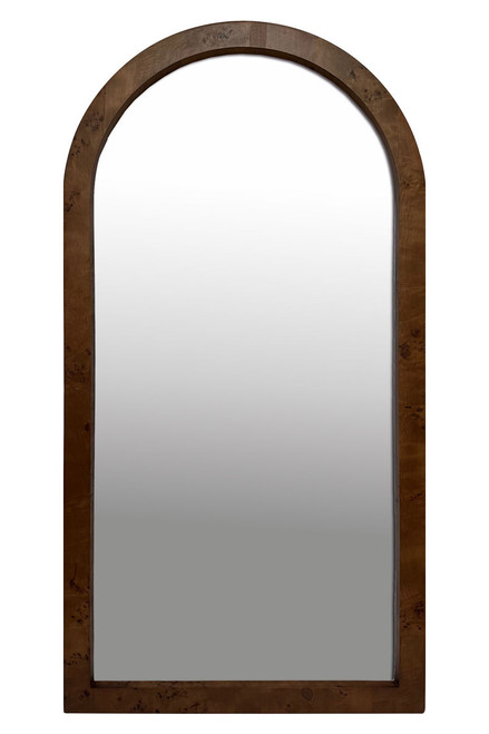 Mota Burl Wood Design Arched Full Length Wall Mirror