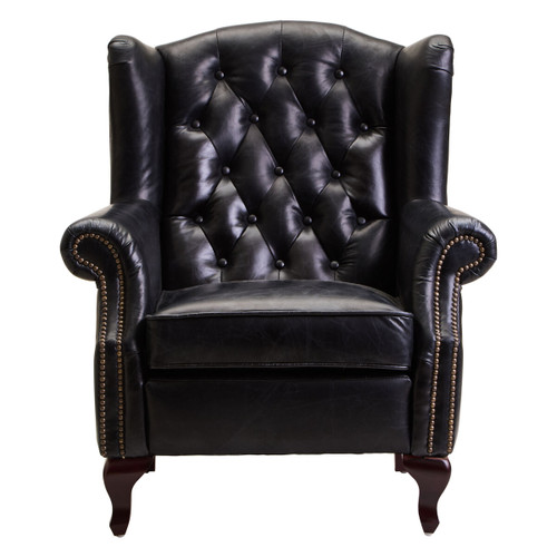 Victor Black Leather Wingback Armchair Seconds