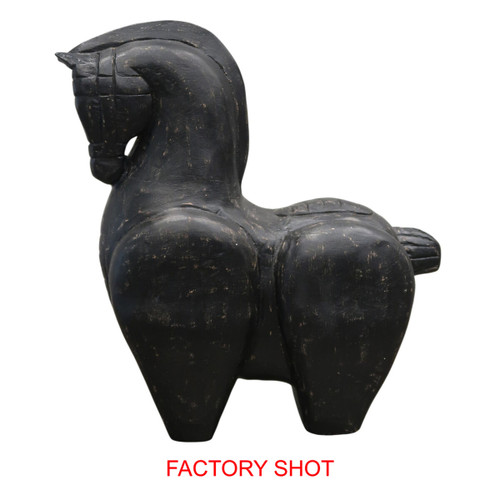 Fidel Black Mango Wood Distressed Finish Horse Sculpture