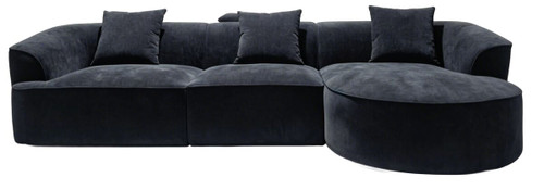 Messina Black Textured 3 Seater Corner Chaise Sofa