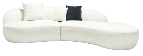 Marino Ivory Textured 3 Seater Curved Chaise Sofa