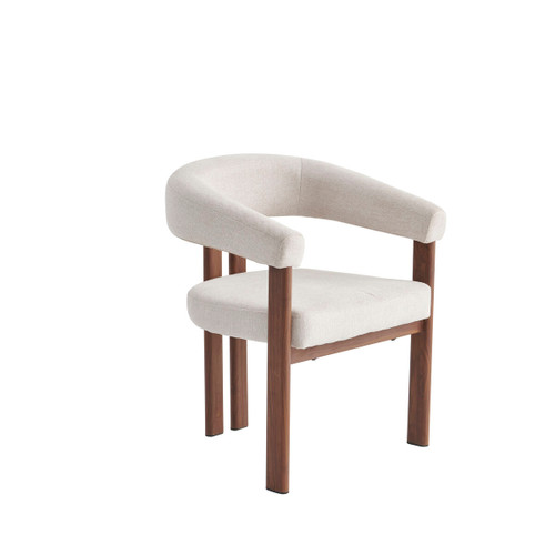 Baden Ivory Linen Effect Curved Dining Chair