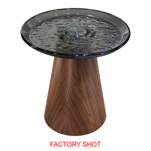 Bern Smoked Glass Top and Walnut Finish Base Side Table